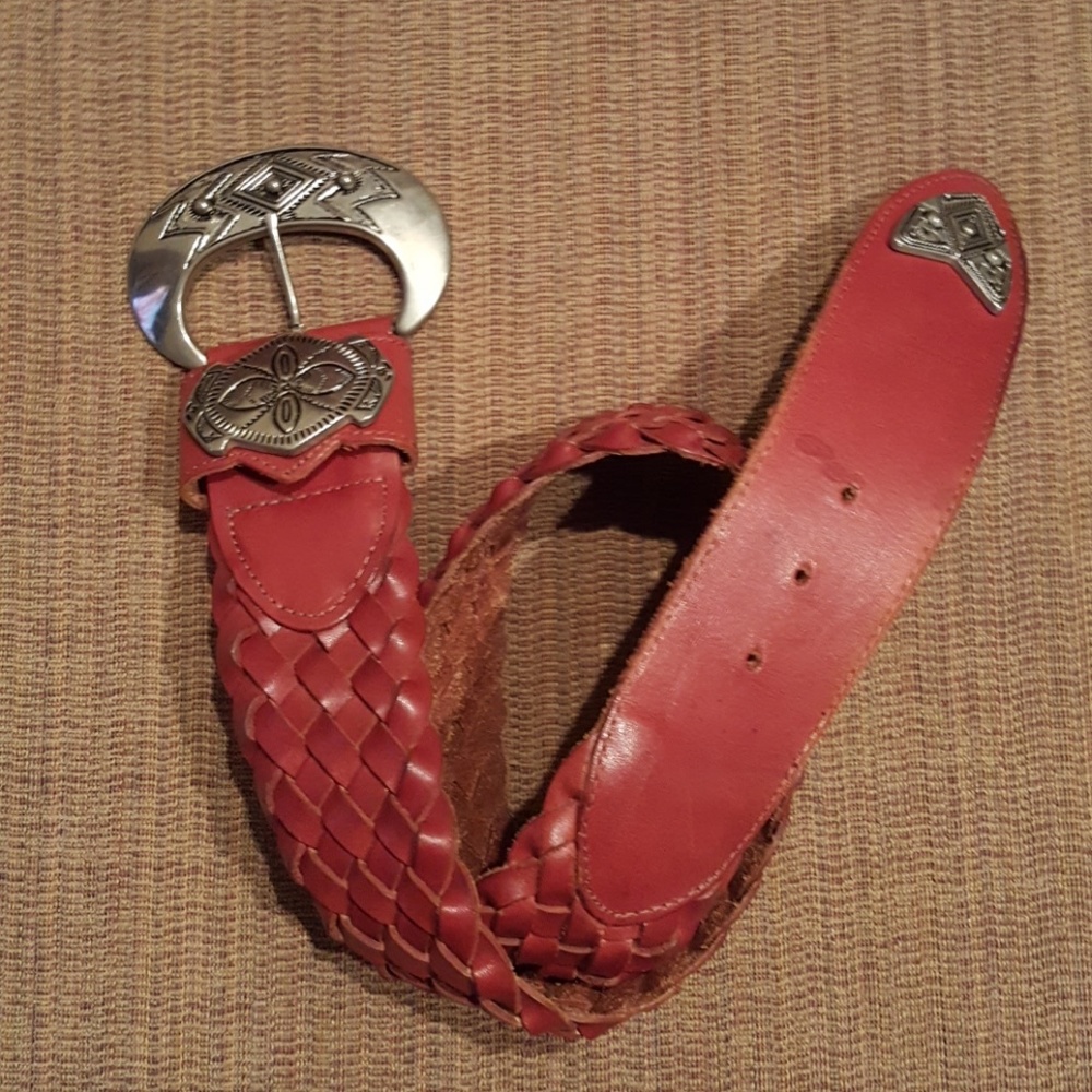 Red leather belt